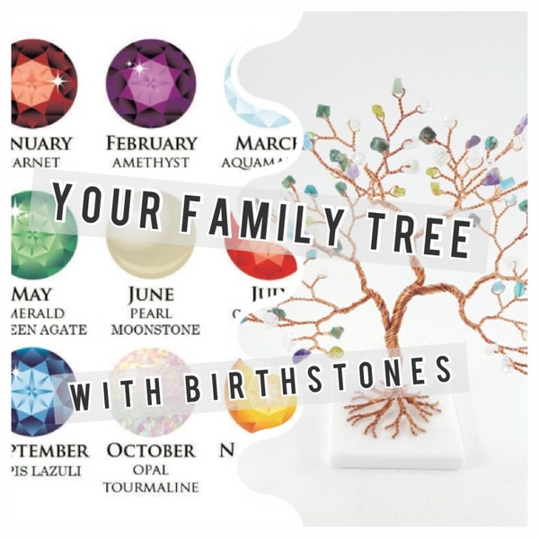 Custom Family Tree with Birthstones, Birthday Gift Idea