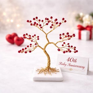 40th Anniversary Gift for Parents, Ruby Jade Tree of Life