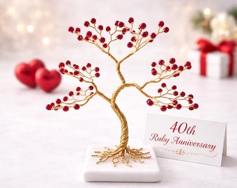 Cadeau 40-jarig jubileum voor ouders, Ruby Jade Tree of Life