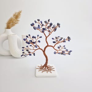 Lapis Lazuli Stone Tree, September Birthstone, 9th Anniversary Gift, Wire Art