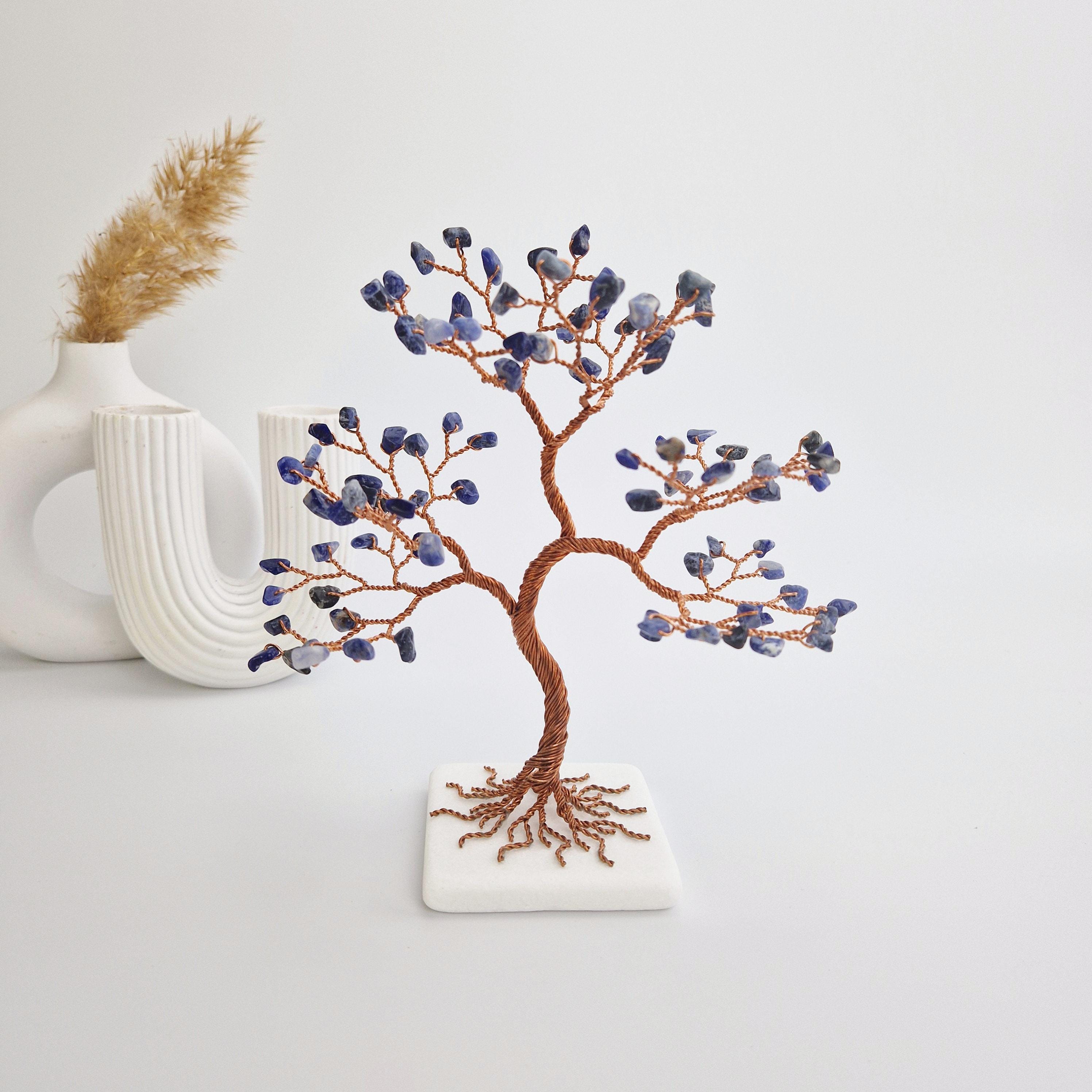 Lapis Lazuli Stone Tree, 9th Anniversary Gift, Wire Art Sculpture