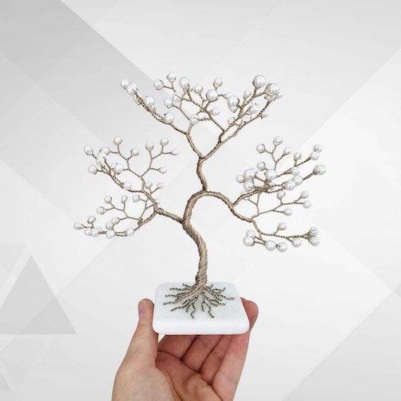 Anniversary Gift for Parents Pearl Wire Tree Wedding Gift for