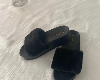 Fur Slides for Women - Etsy