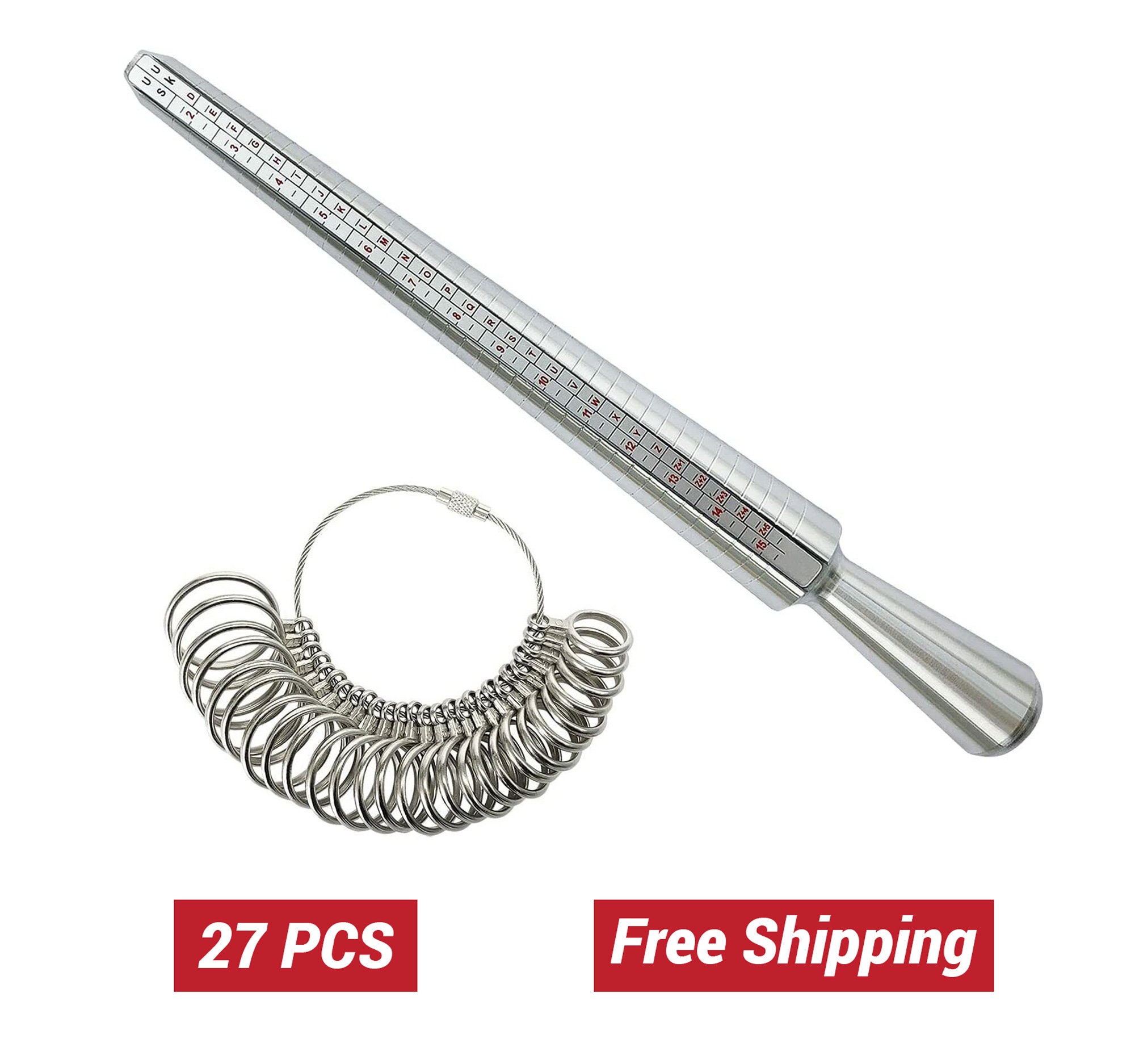 1 Pc Ring Sizer Scale Gauge Finger Stick Mandrel Measurement Jewelry Tools  Check Size