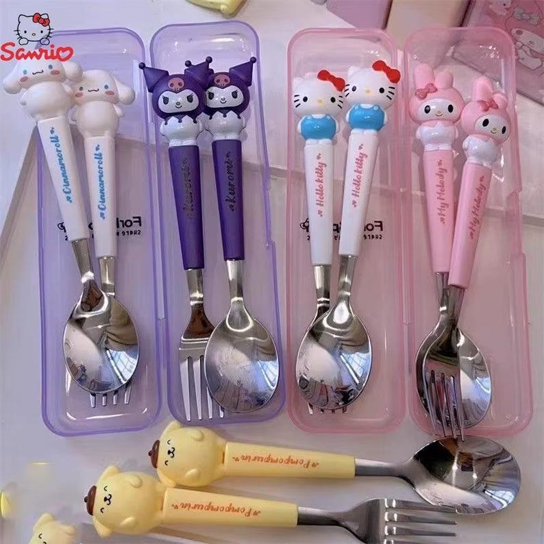 Sanrio Kids Cutlery Set Silicone Fork Spoon