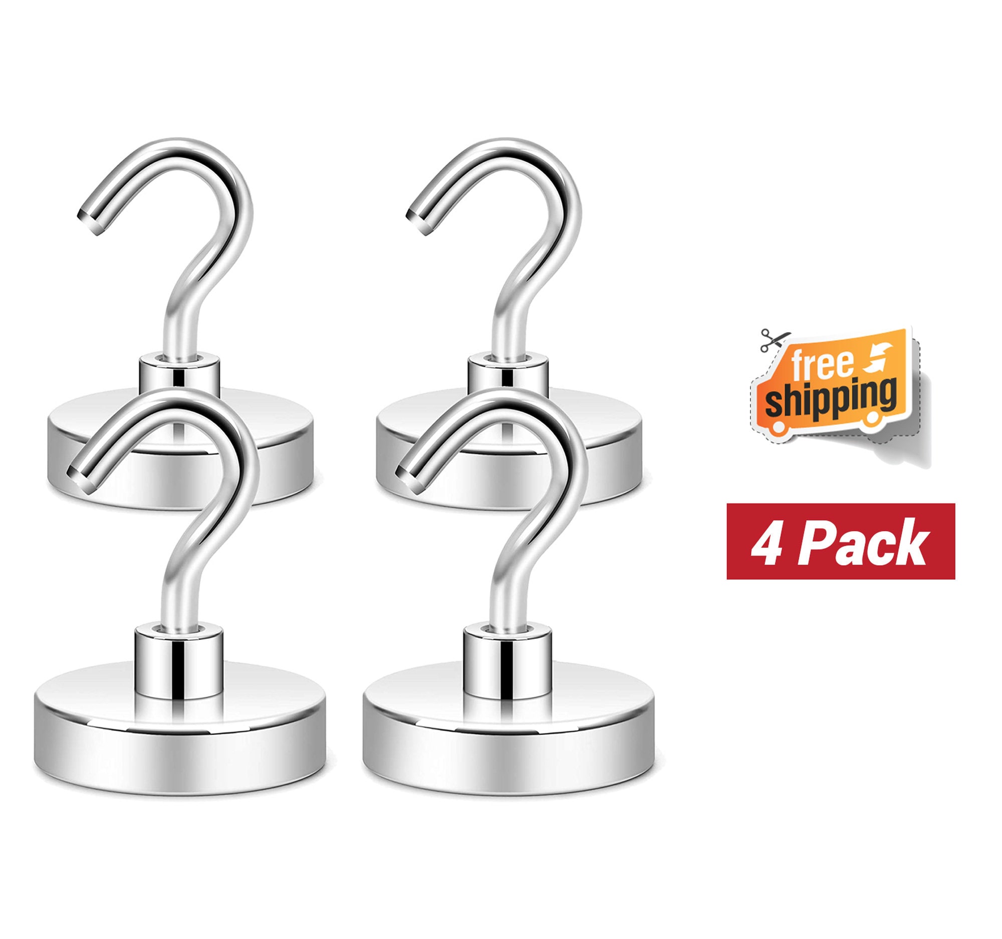 4 Pieces Magnetic Hooks Heavy Duty, 100 Lb Strong Magnet With Hook for ...