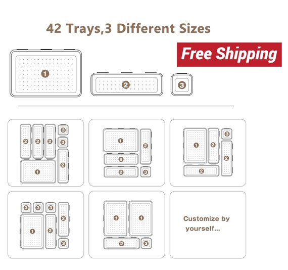 42 PCS Tool Box Organizer Tray Divider Set, Desk Drawer Organizer