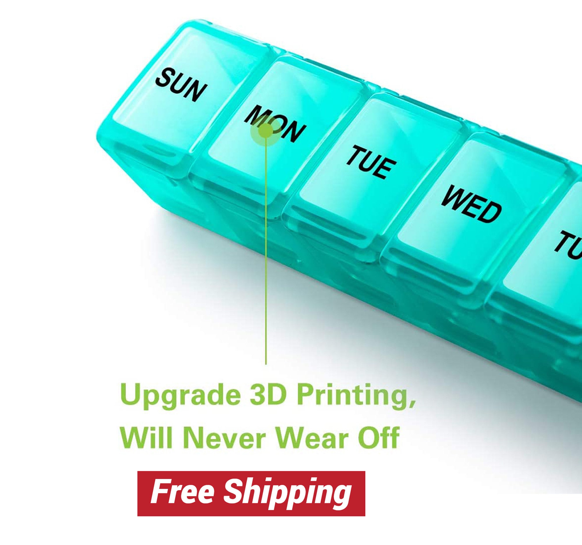 Extra Large Pill Organizer for Travel, Weekly XL Pill Box, 7 Day XXL