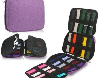 Watch Band Storage Case, 20-Slot Organizer for Apple Watch Bands with Zipper Pocket