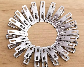Stainless Steel Clothespins, Flat Mouth Clip Set (20 PCS)