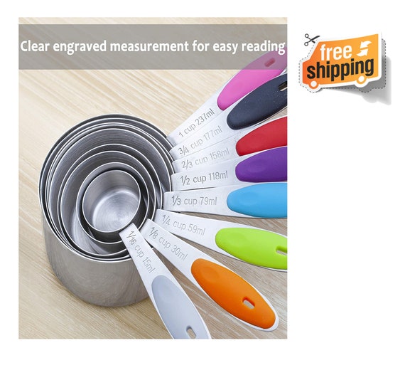 Measuring Cups, Measuring Spoons With Handle, Baking Measuring Tool With  Rustproof Handle For Dry And Liquid Ingredients,stainless Steel Set With  Scale, Seasoning Spoon, Spice Cup, Sauce Cup, Baking Tools, Kitchen Tools,  Baking
