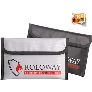 2-Pack Small Fireproof Bag, Non-itchy Fireproof Money Bag, Fireproof Wallet Bag, Cash Fireproof Bag Set for Valuables, Passport, Currency