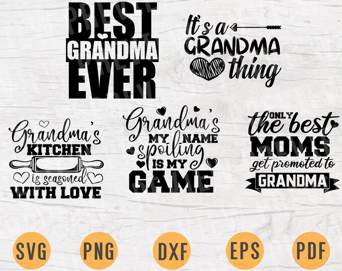 Download Svg Grandma Bundle Pack 5 Files For Cricut Vector Bundle Grandma Cut Files Instant Download Cameo Svg Dxf Eps Png Pdf Iron On Shirt 2 Drawing Illustration Art Collectibles Leadcampus Org