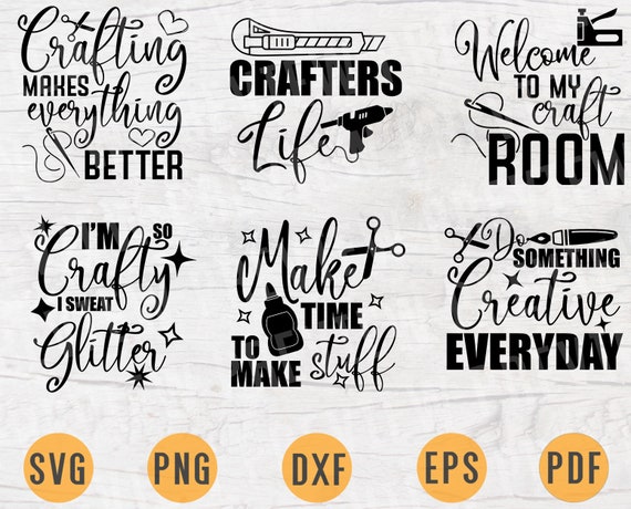 Download Crafting Svg Bundle Pack 6 Files For Cricut Vector Bundle Etsy