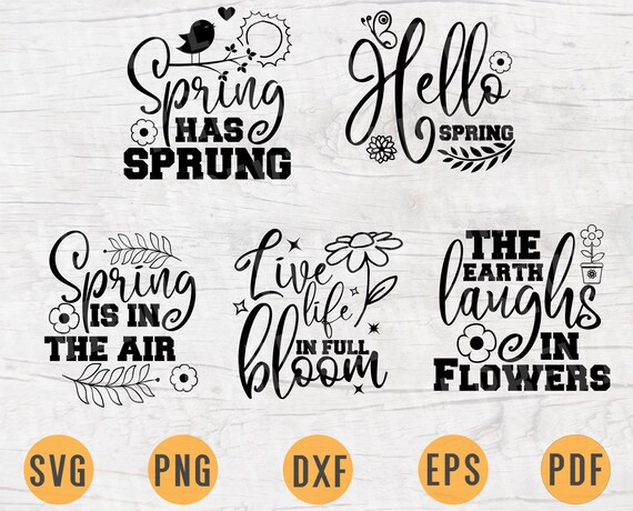 Download Spring Svg Bundle Pack 5 Svg Files For Cricut Vector Spring Etsy