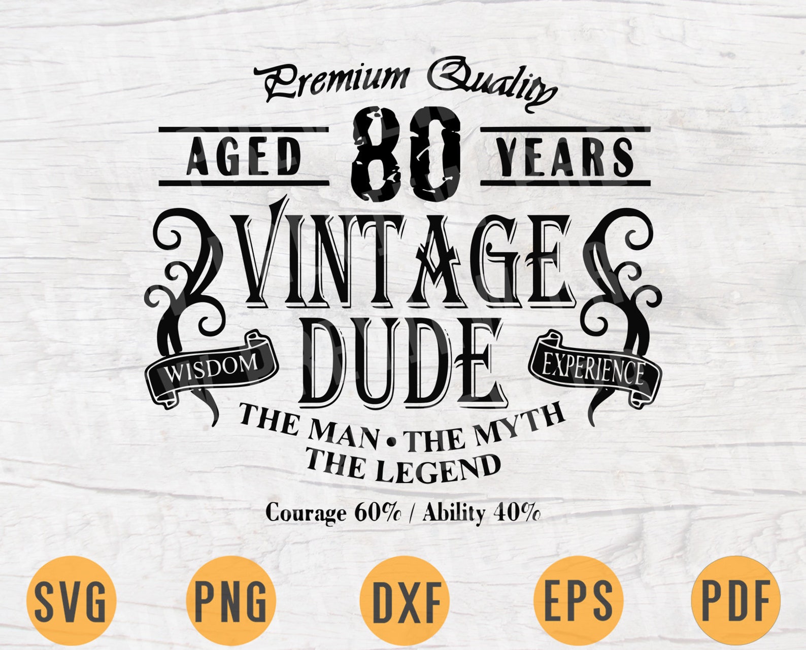 Download Vintage Dude Aged 80 Svg File Cricut Vector Files Iron On | Etsy