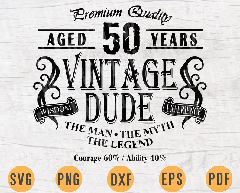 Download Vintage Dude Aged 50 Svg File Cricut Vector Files Iron On ...