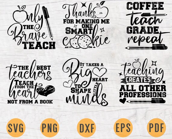 Download Teacher Vector Bundle Pack 6 Svg Files For Cricut Teacher Etsy