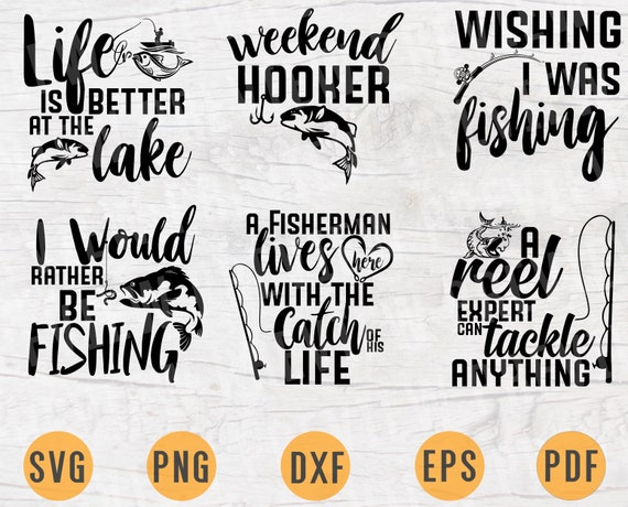 Fishing Svg Bundle Pack 6 Files For Cricut Vector Bundle Etsy