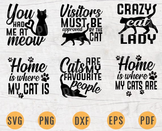 Download Cat Svg Bundle Pack 6 Files For Cricut Vector Bundle Cat Cut Etsy PSD Mockup Templates
