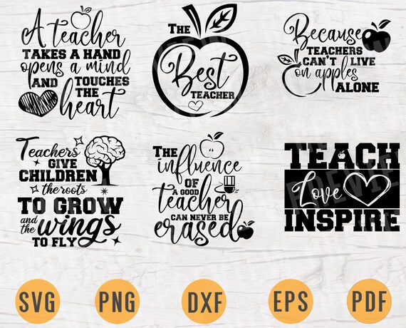 Download Svg Teacher Bundle Pack 6 Svg Files For Cricut Teacher Quotes Etsy