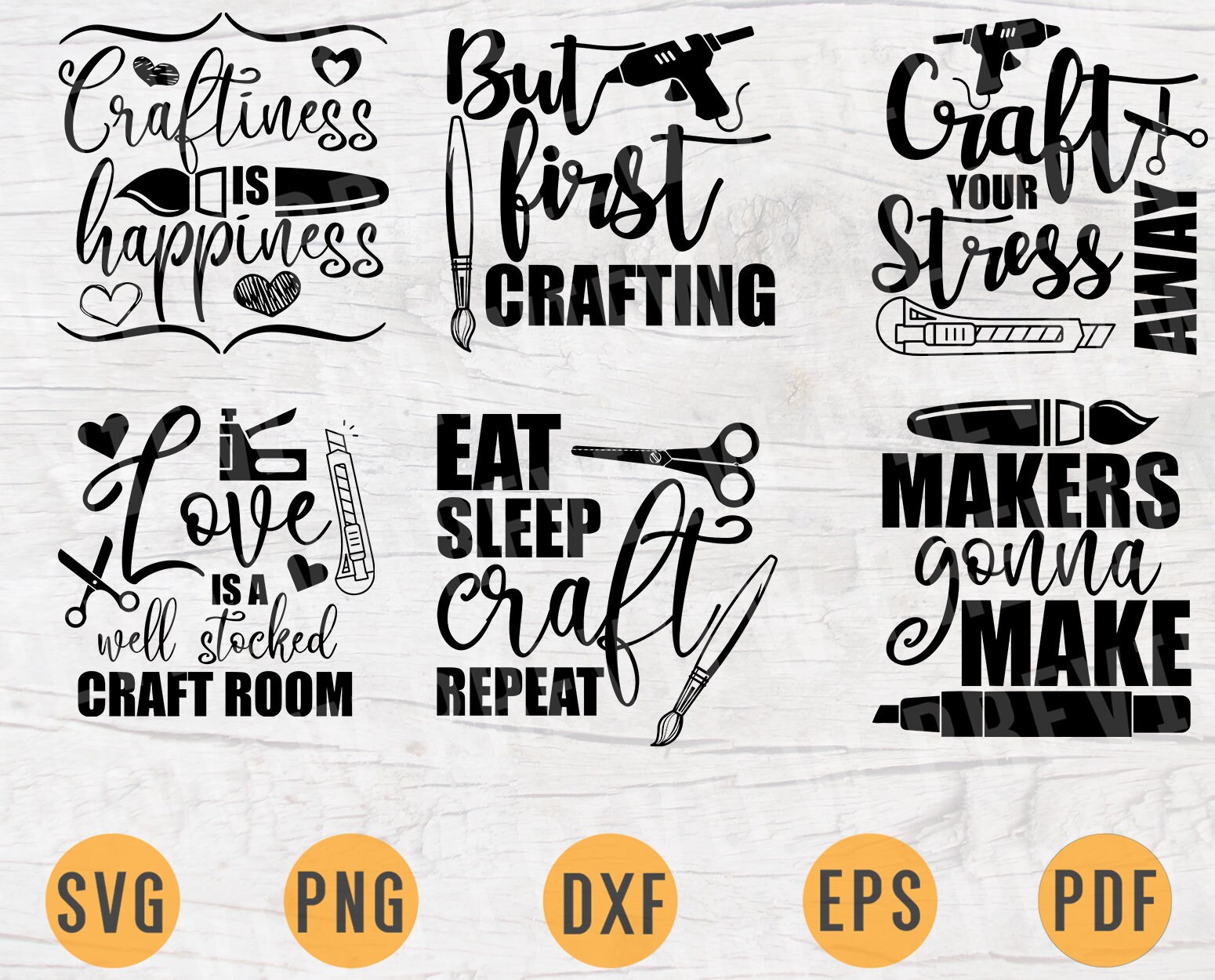 Download Crafting Bundle Svg Pack 6 Files For Cricut Vector Bundle Etsy