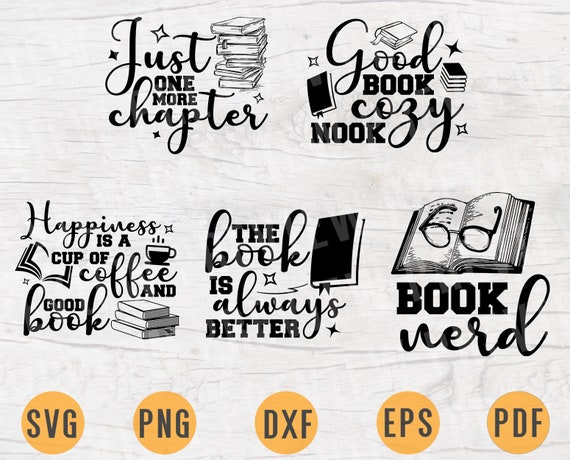 Download Books Lover Vector Bundle Pack 5 Svg Files For Cricut Books Etsy