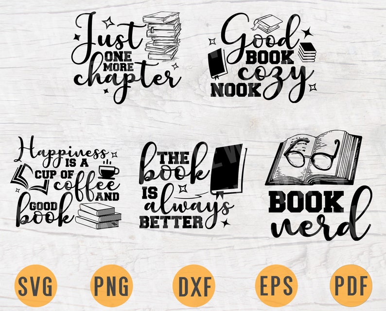 Download Books Lover Vector Bundle Pack 5 Svg Files for Cricut ...