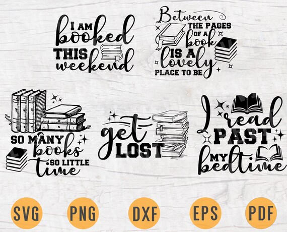 Download Books Lover Vector Bundle Pack 5 Svg Files For Cricut Books Etsy