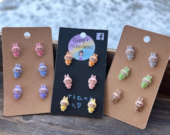 Cute mischievous monster earrings – Plastic Post – Lightweight & Bold