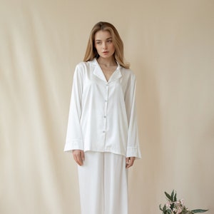 White satin pjs set sale