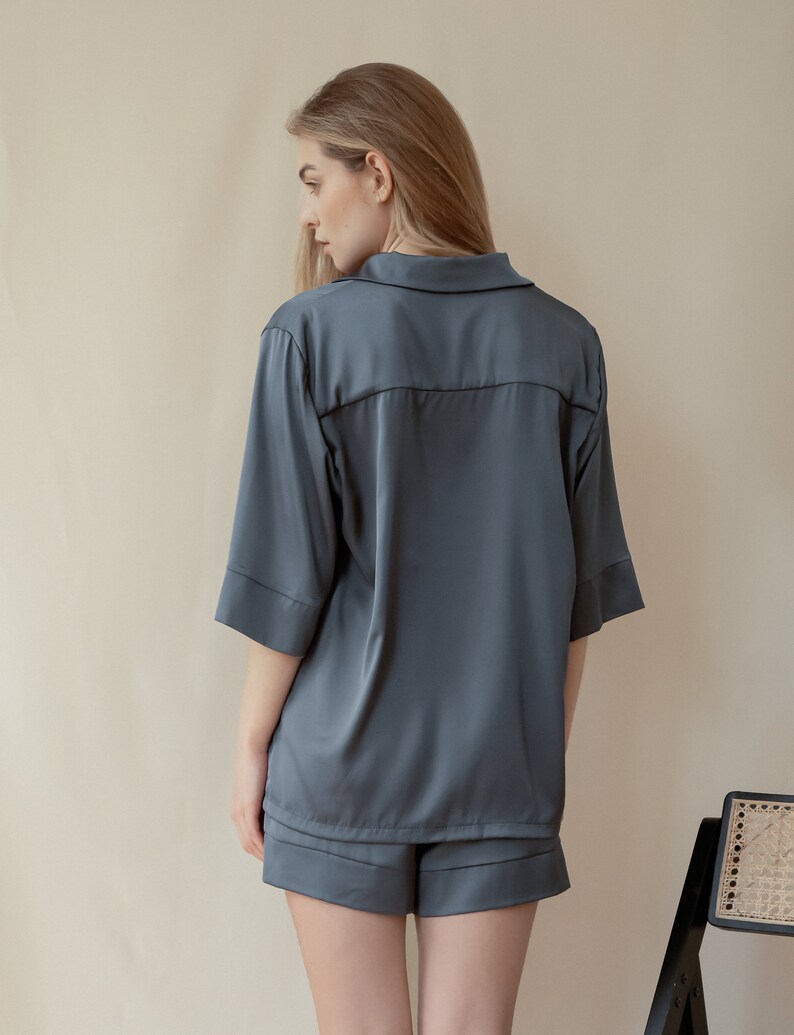 Pajamas Set, Silk Pajamas Set, Silk Shorts, Silk Shorts and Shirt