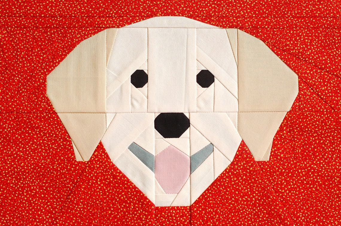 Labrador Retriever. Paper piecing pattern. Dog quilt block. Etsy