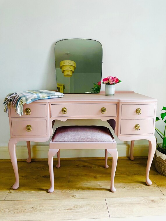 Vintage Queen Anne Style Dressing Table With Stool and Mirror. Etsy