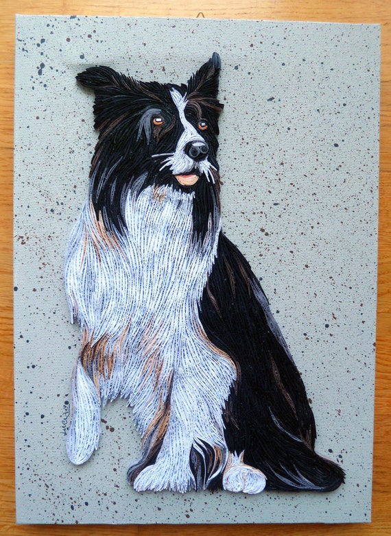 Quilling Wall Art Decor Border Collie Etsy