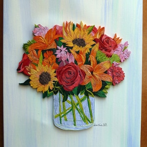 QUILLING_WALL_ART_DECOR - VASO CON FIORI