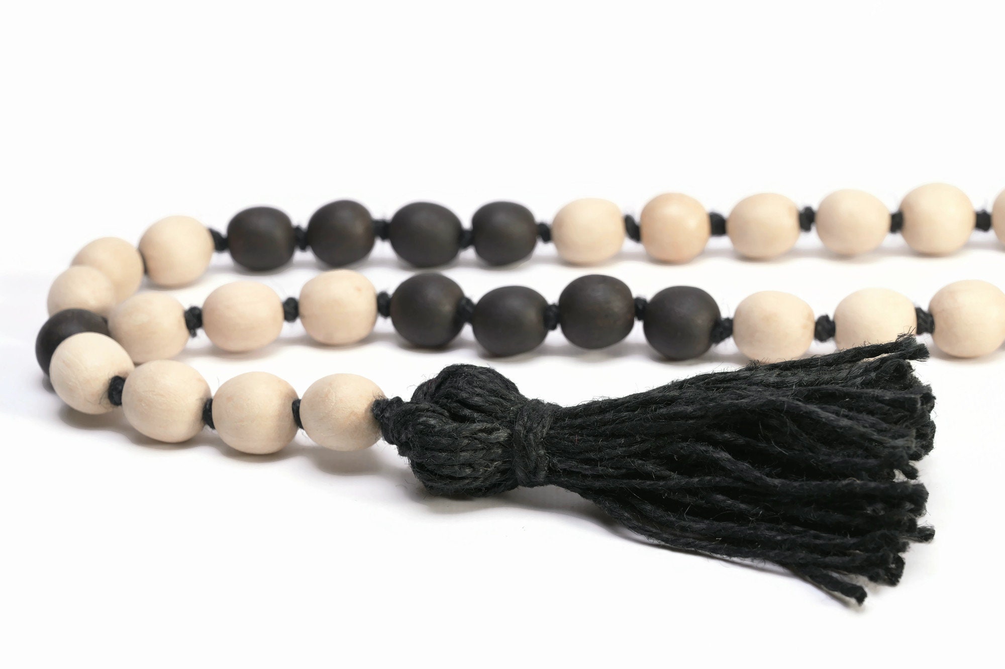 Black White Beads Boho Decor Beads Bead With Tassel Etsy