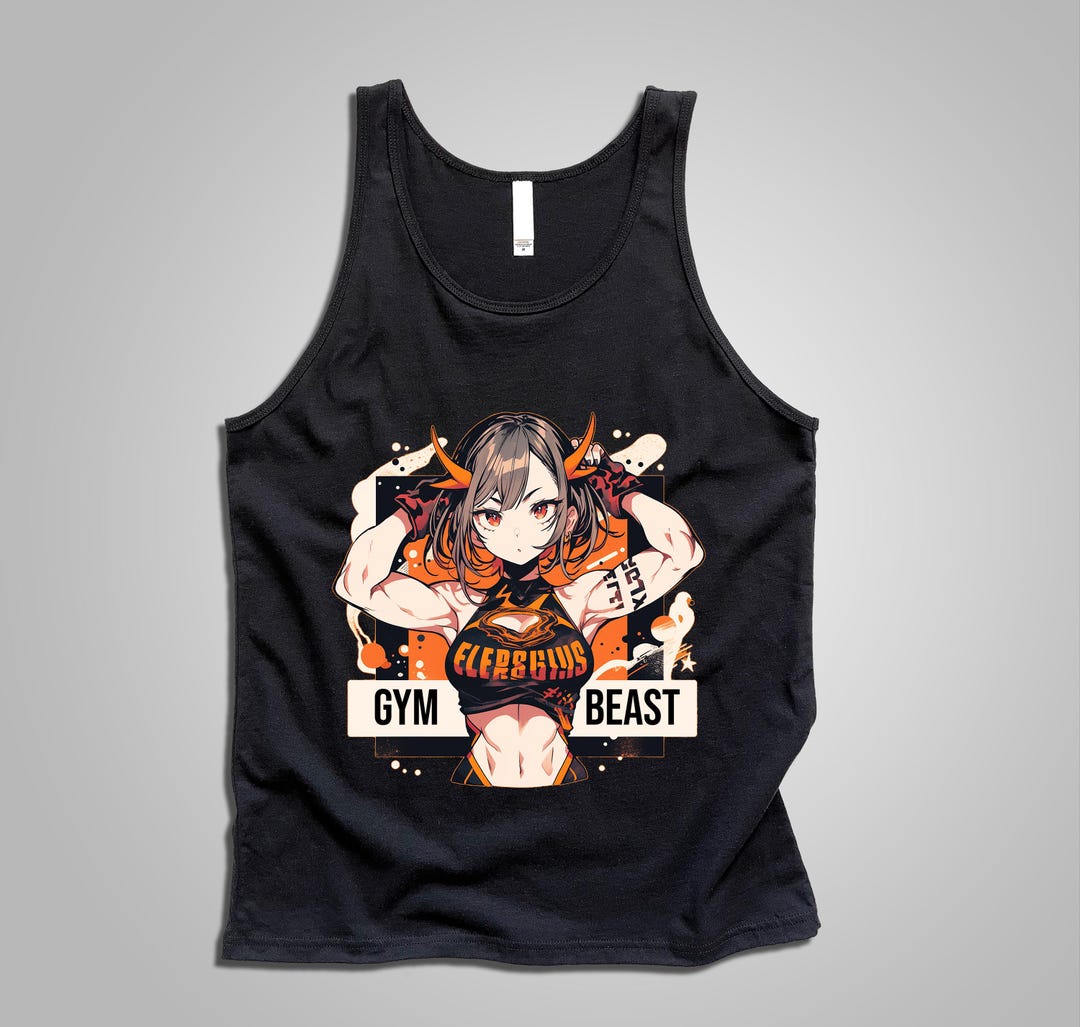 Gym Beast, Anime Gym Shirt, Cute Anime Girl Tank Top, Unisex Gym Tank ...