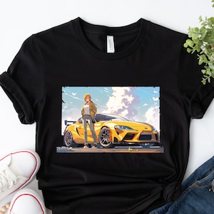 Toyota Supra Shirt, Anime Girl, Yellow, Mk4 T-Shirt, JDM Tee, Car Shirt, Car Guy Gift,Gift for Him, Car Lover Shirt, Mk5 Supra, 2JZ T