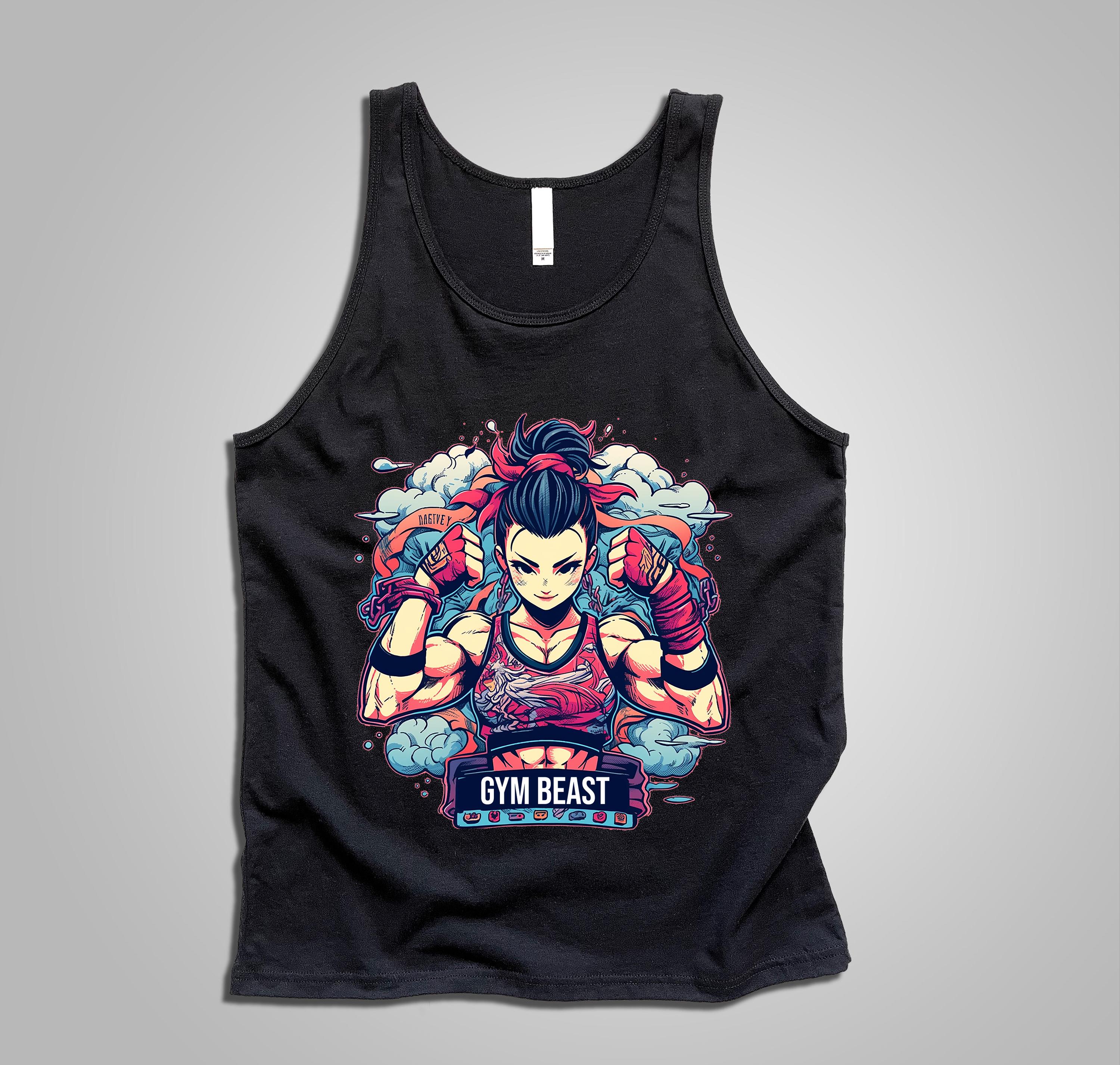 Anime Gym Shirt, Cute Anime Girl Tank Top, Unisex Gym Tank, Workout Sleeveless Shirt, Fitness Top, Muscle Girl Athletic