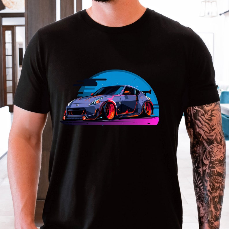 Nissan 370Z JDM-shirt, shirt voor autoliefhebbers, cadeau voor hem, JDM-cultuur, straatraces, shirt met Japanse auto, cadeau voor autoliefhebber, driften, streetwear afbeelding 2