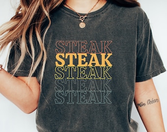 Steak wiederholen lustiges Shirt Steak Liebhaber Fleischesser Fleischfresser Geschenk für Papa Vatertag GRILLEN Mann T-Shirt