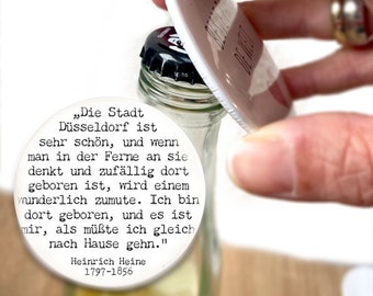 Heinrich Heine Düsseldorf cita abridor de botellas abridor de botellas opcional con llavero, imán, cordón