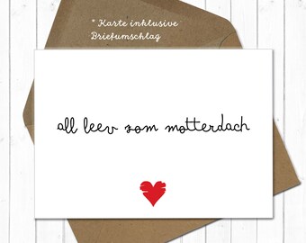 All leev zom Motterdach - card including envelope - Rhenish dialect "Happy Mother's Day"