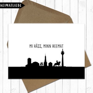 Mi Häzz minn Heemat Düsseldorf Skyline Karte inklusive Briefumschlag