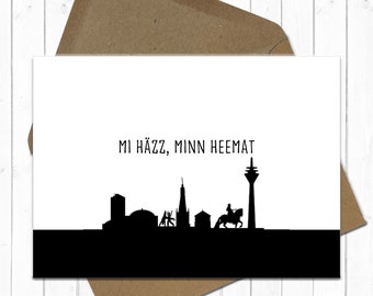 Tarjeta Mi Häzz minn Heemat Düsseldorf Skyline con sobre incluido