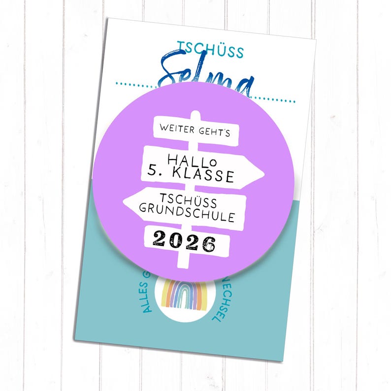 Goodbye Elementary School Button | Hello 5th/6th/7th Grade | Signpost in 8 Colors & 2 Sizes | Button of your choice Lila