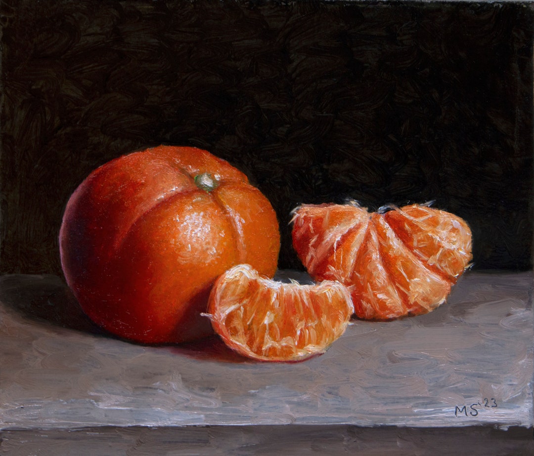 Still Life of Clementines Oil on Board 11.5x10.6. Etsy UK