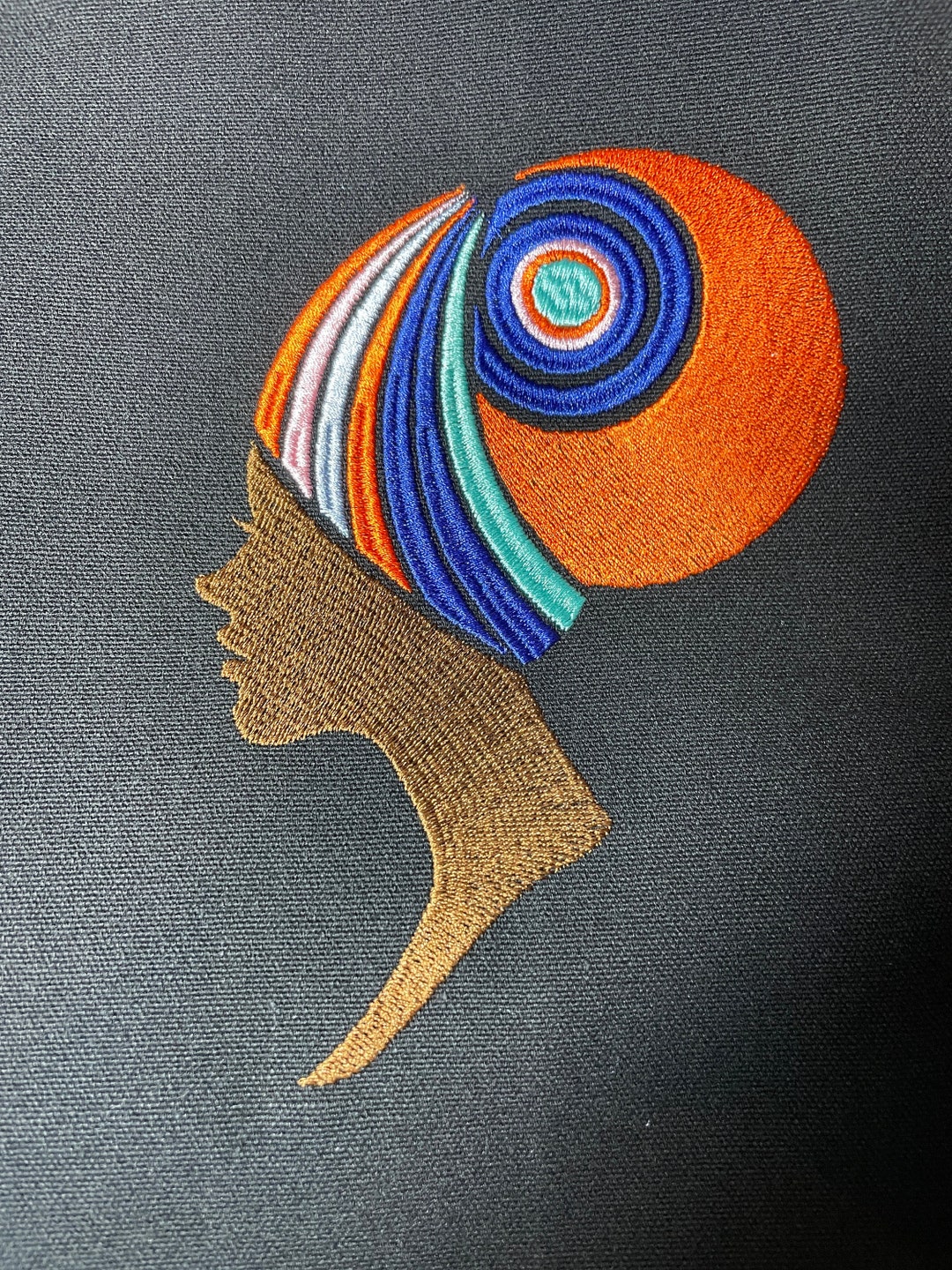 Black Canvas Tote Bag With Black Woman Wearing Colorful Head Etsy
