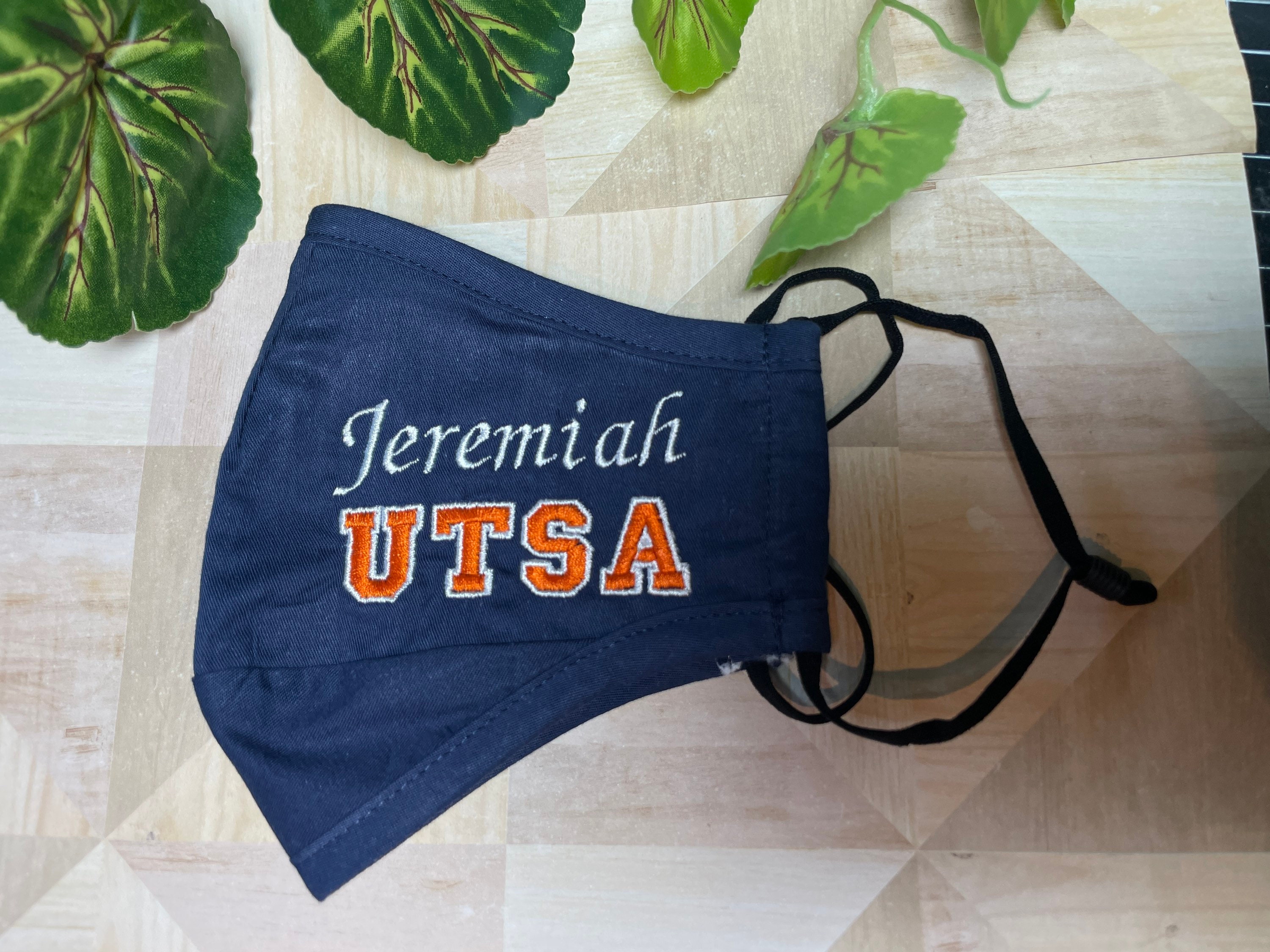 University - Face Mask, Embroidered Face Covering With Name in School ...